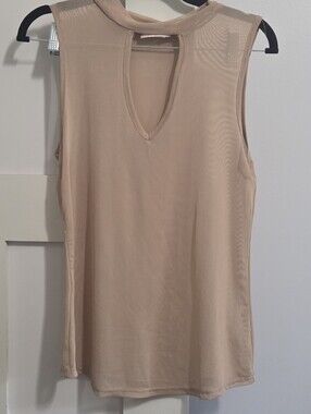 Persaya Sleeveless Keyhole Sheer Tank Top in Nude Blush